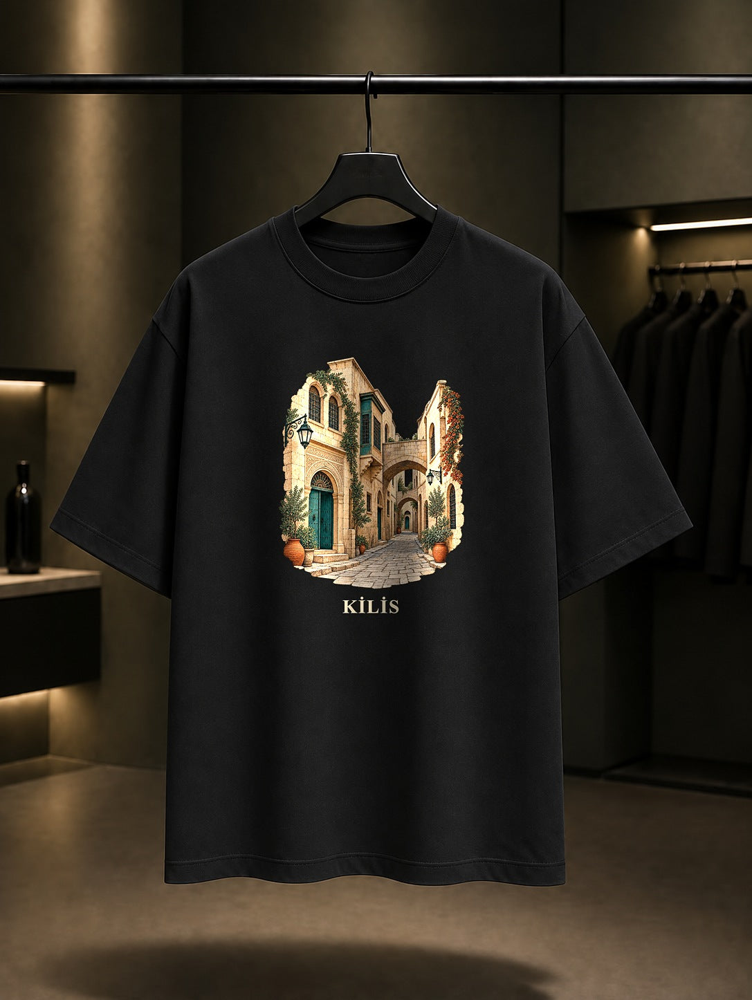Kilis Sokakları baskılı siyah t-shirt