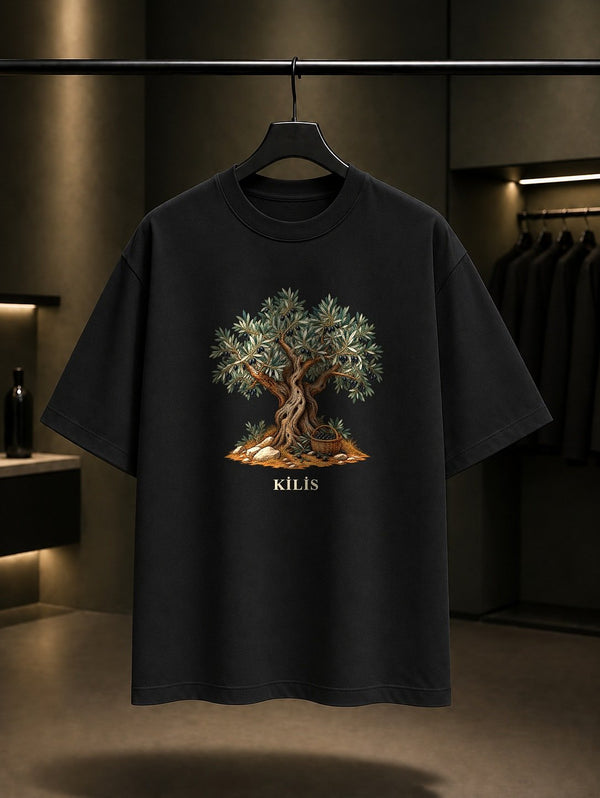 Kilis Zeytin baskılı siyah t-shirt