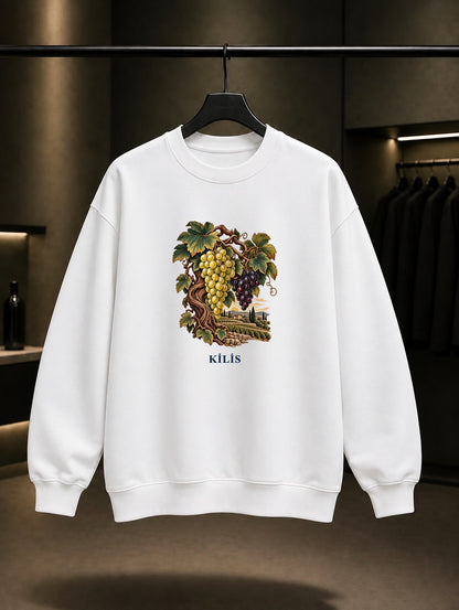 Kilis Bağları baskılı beyaz sweatshirt