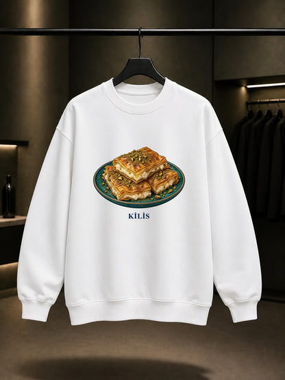 Kilis Katmeri baskılı beyaz sweatshirt