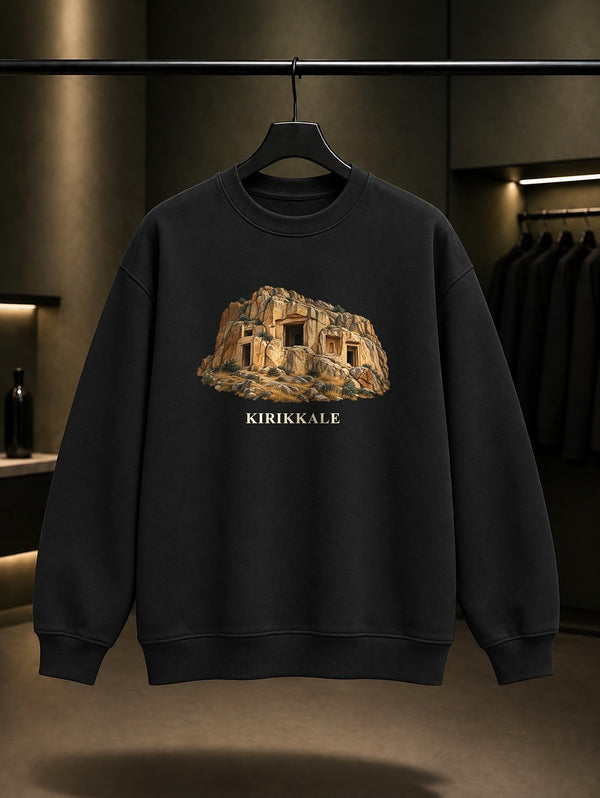 Kırıkkale Ceritkale baskılı siyah sweatshirt
