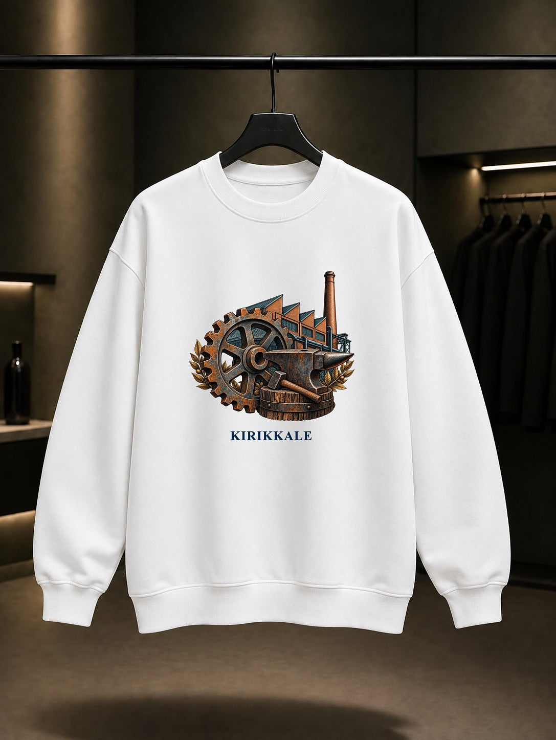 Kırıkkale Sanayi Mirası baskılı beyaz sweatshirt