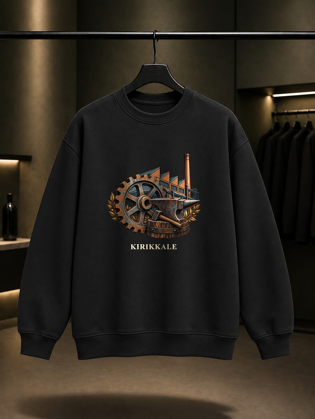 Kırıkkale Sanayi Mirası baskılı siyah sweatshirt