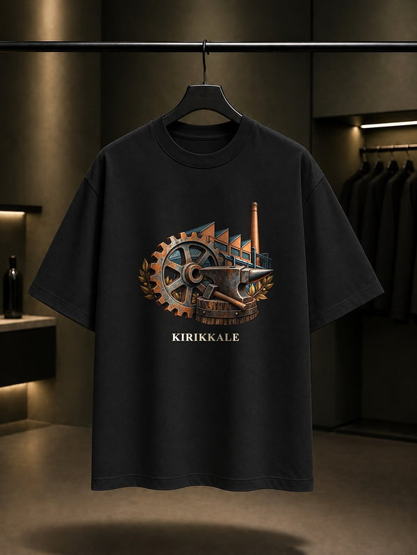 Kırıkkale Sanayi Mirası baskılı siyah t-shirt