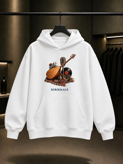 Kırıkkale Keskin Bozlak baskılı beyaz kapüşonlu sweatshirt