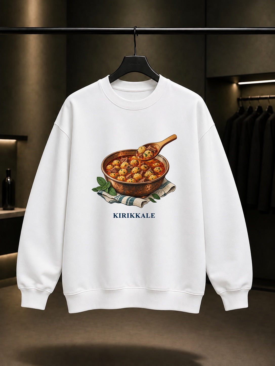 Kırıkkale Tuvalak baskılı beyaz sweatshirt