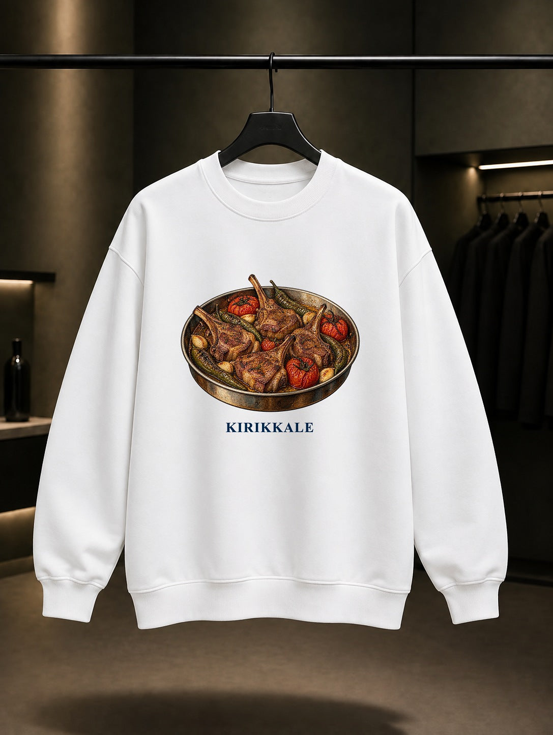 Kırıkkale Keskin Tava baskılı beyaz sweatshirt