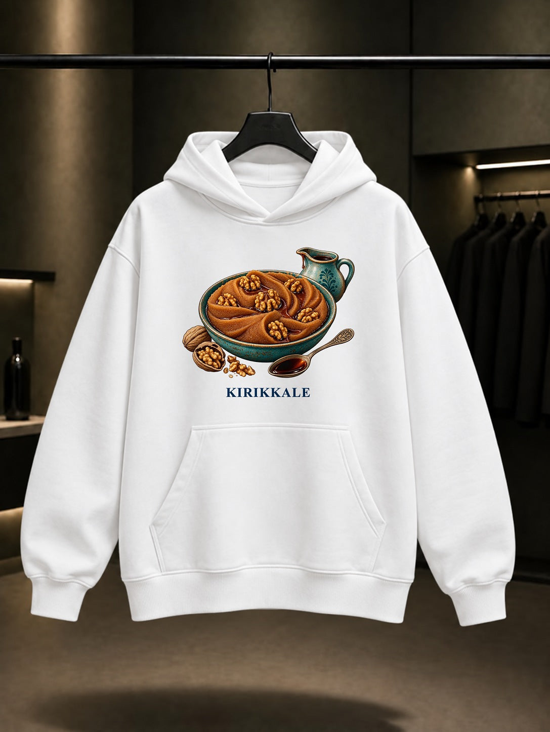 Kırıkkale Haside baskılı beyaz kapüşonlu sweatshirt