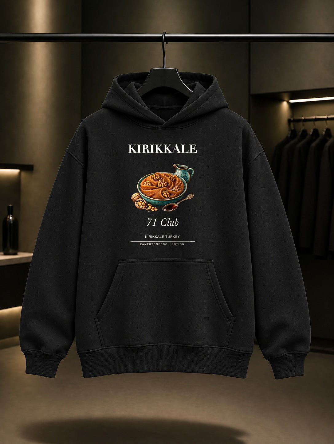 Kırıkkale Haside 71 Club baskılı siyah kapüşonlu sweatshirt