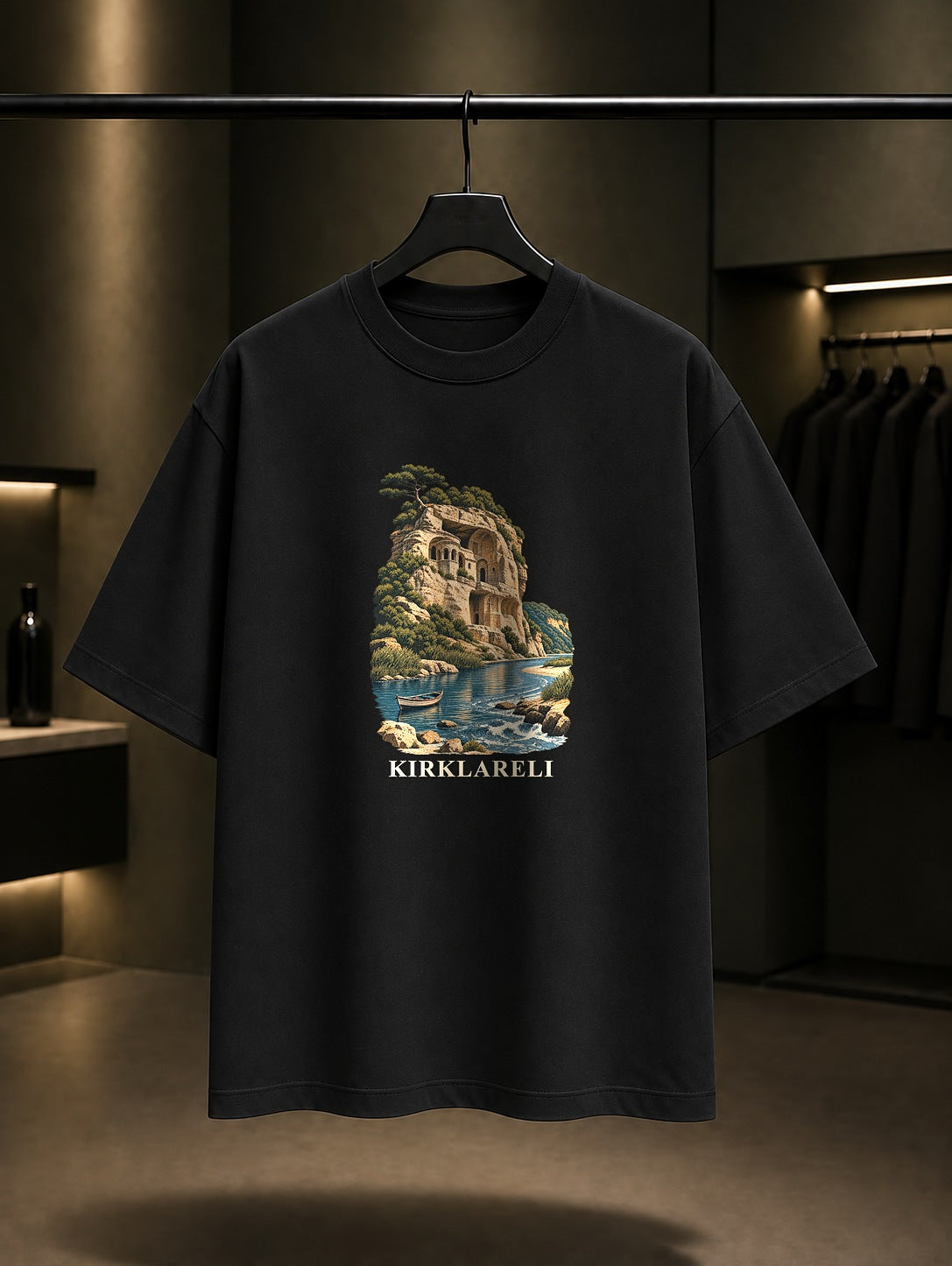 Kırklareli Kıyıköy Aya Nikola baskılı siyah t-shirt