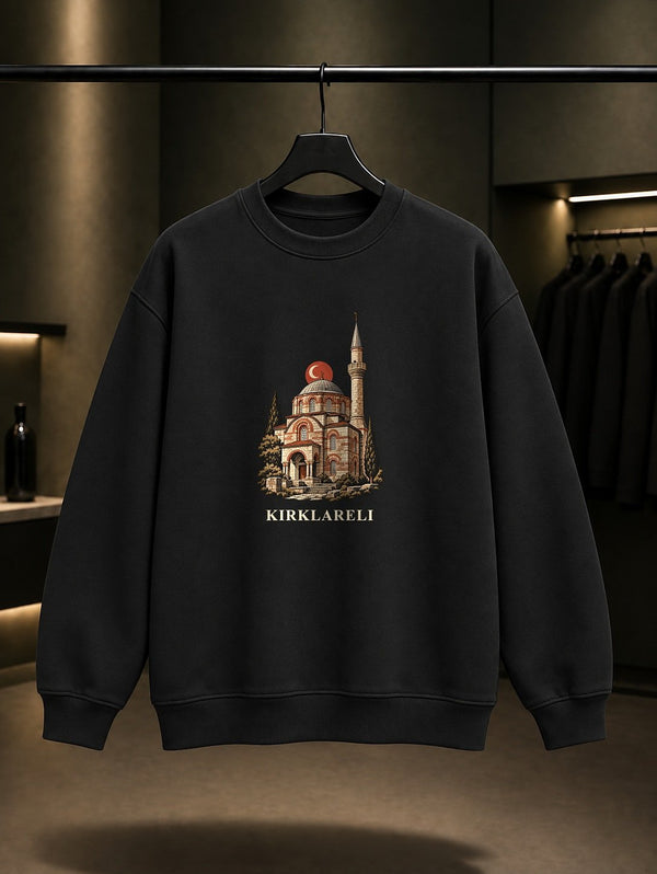 Kırklareli Vize Küçük Ayasofya baskılı siyah sweatshirt