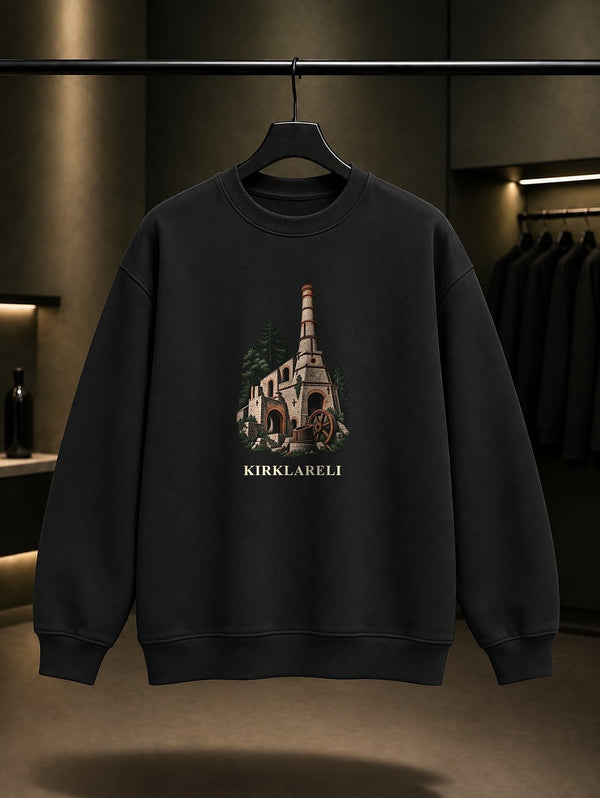 Kırklareli Fatih Demir Dökümhanesi baskılı siyah sweatshirt