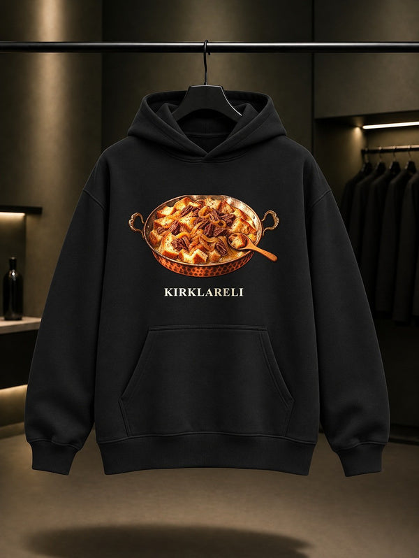 Kırklareli Papara baskılı siyah kapüşonlu sweatshirt