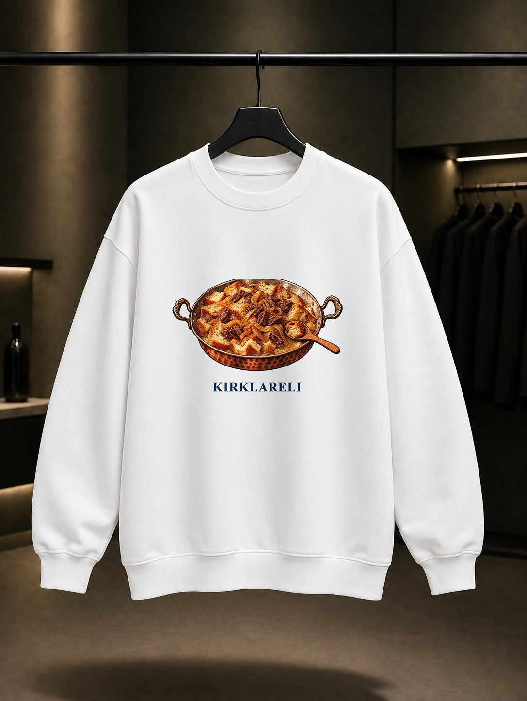 Kırklareli Papara baskılı beyaz sweatshirt