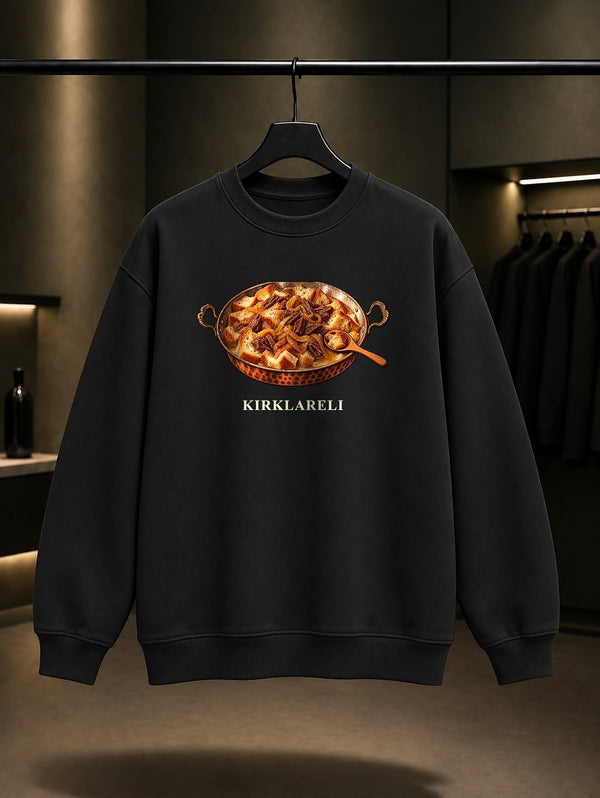 Kırklareli Papara baskılı siyah sweatshirt