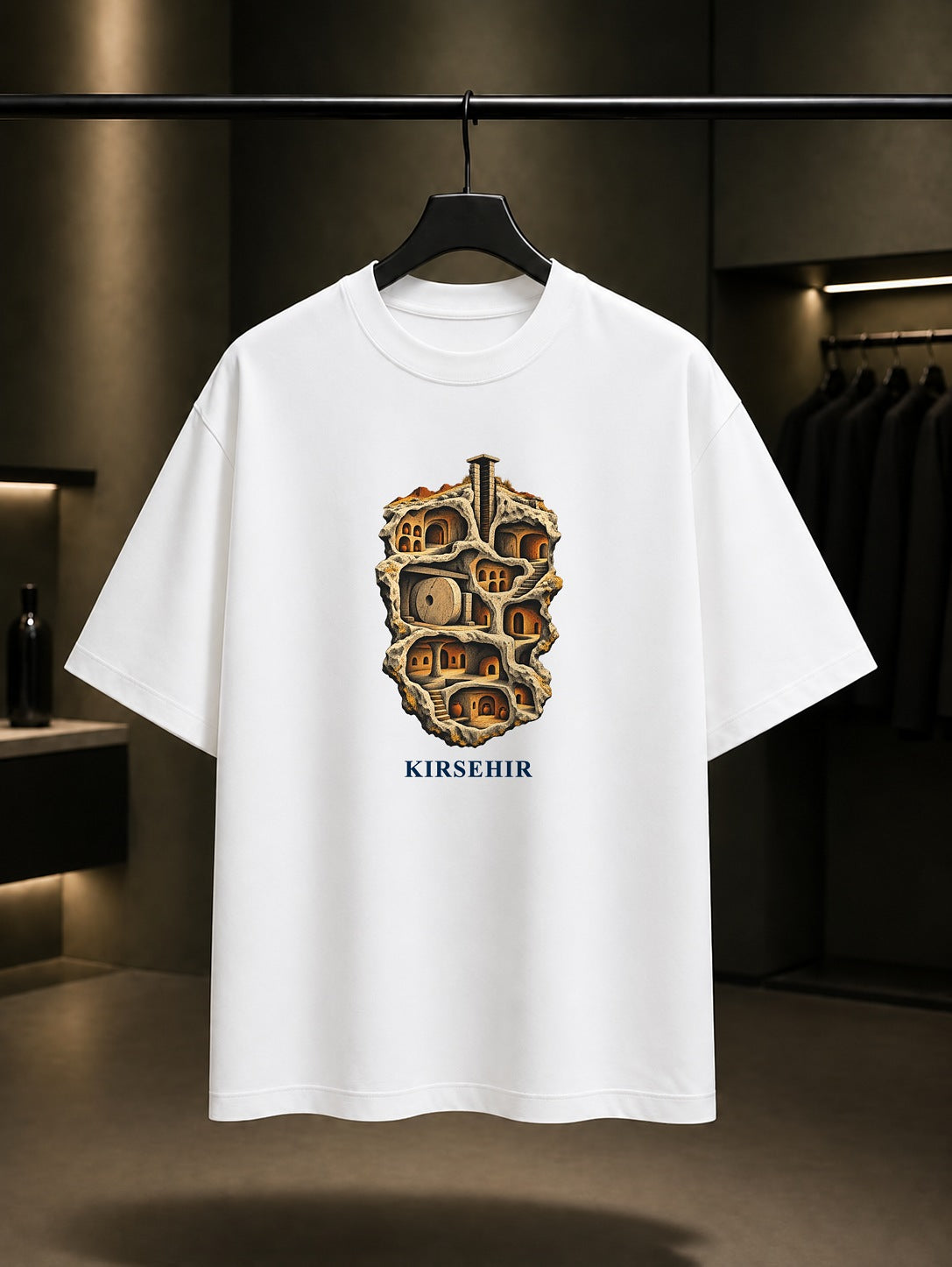 Kırşehir Mucur Yeraltı Şehri baskılı beyaz t-shirt