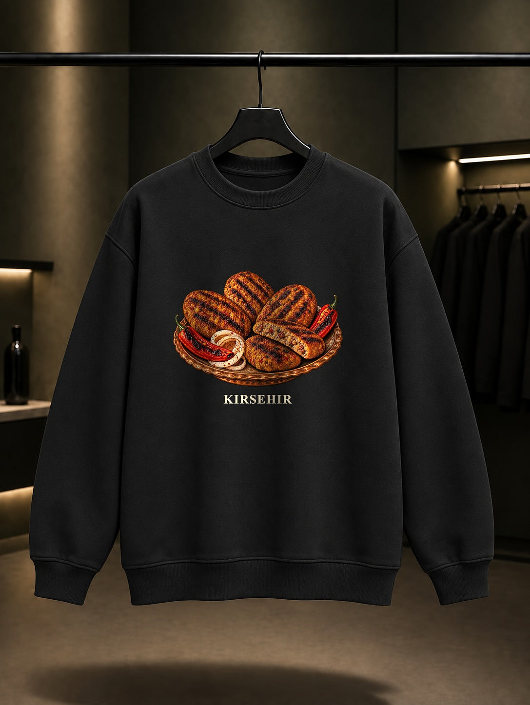 Kırşehir Beşmeç baskılı siyah sweatshirt