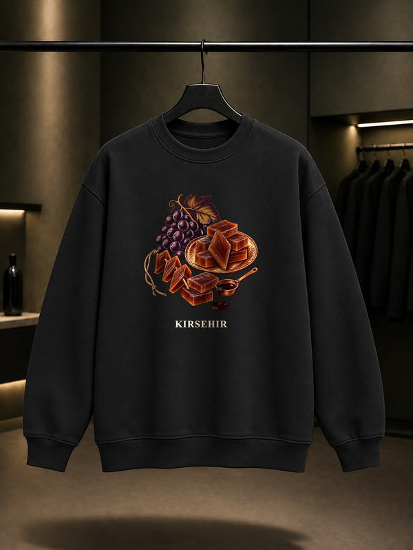 Kırşehir Köftür baskılı siyah sweatshirt