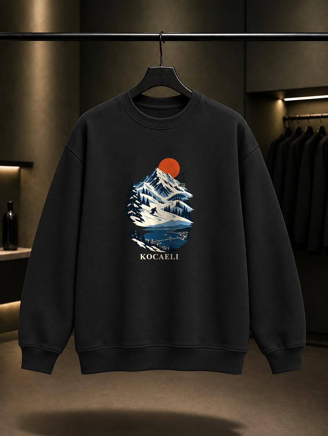Kocaeli Kartepe Kayak baskılı siyah sweatshirt