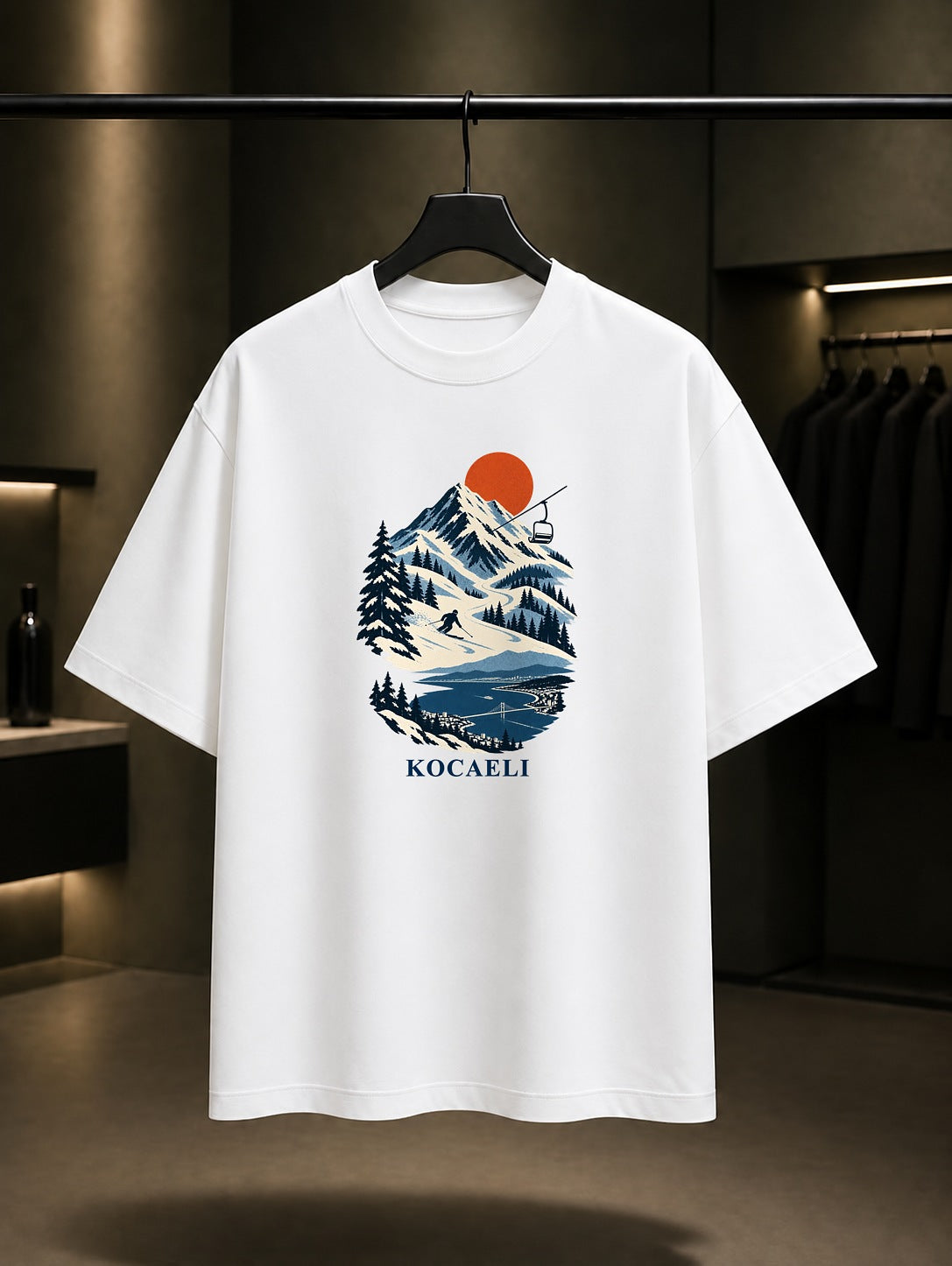 Kocaeli Kartepe Kayak baskılı beyaz t-shirt