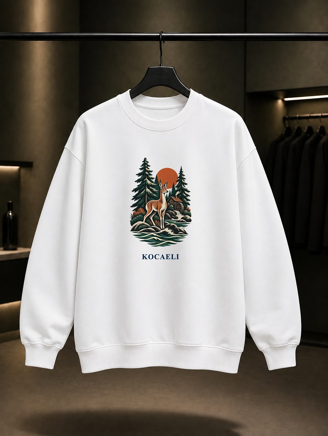 Kocaeli Ormanya baskılı beyaz sweatshirt