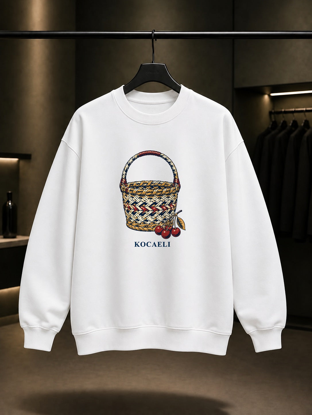 Kocaeli Karamürsel Sepeti baskılı beyaz sweatshirt