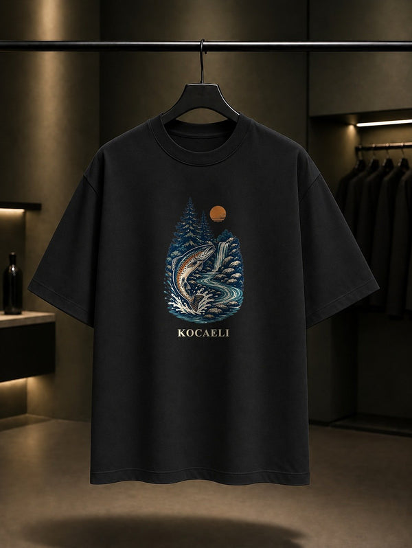 Kocaeli Maşukiye Alabalık baskılı siyah t-shirt