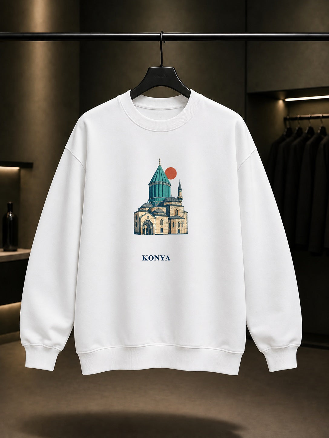 Konya Mevlana Müzesi baskılı beyaz sweatshirt