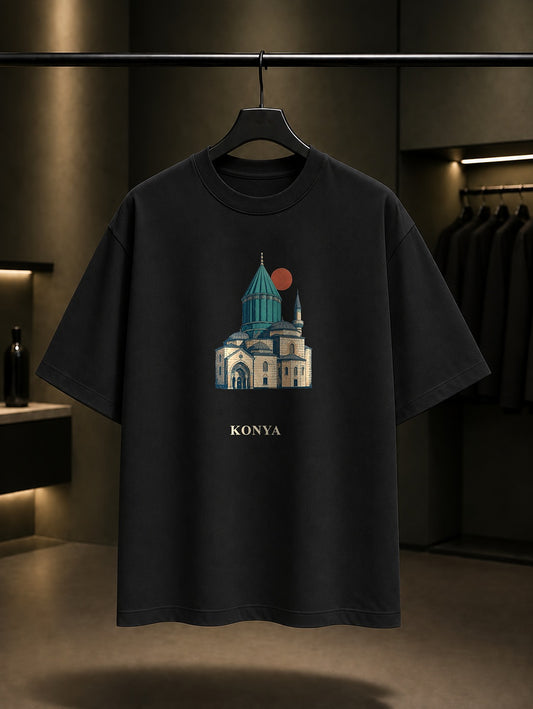Konya Mevlana Müzesi baskılı siyah t-shirt