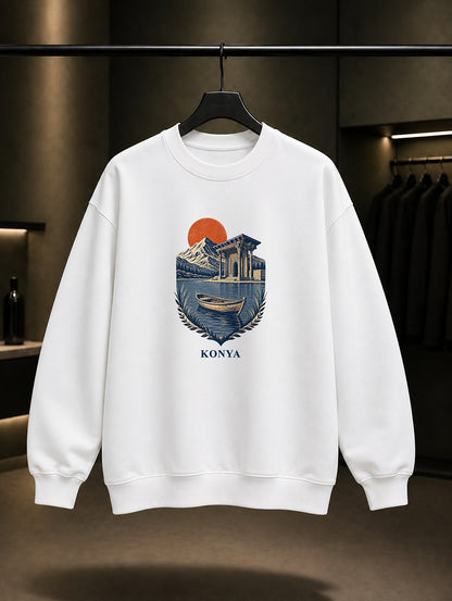 Konya Beysehir baskılı beyaz sweatshirt