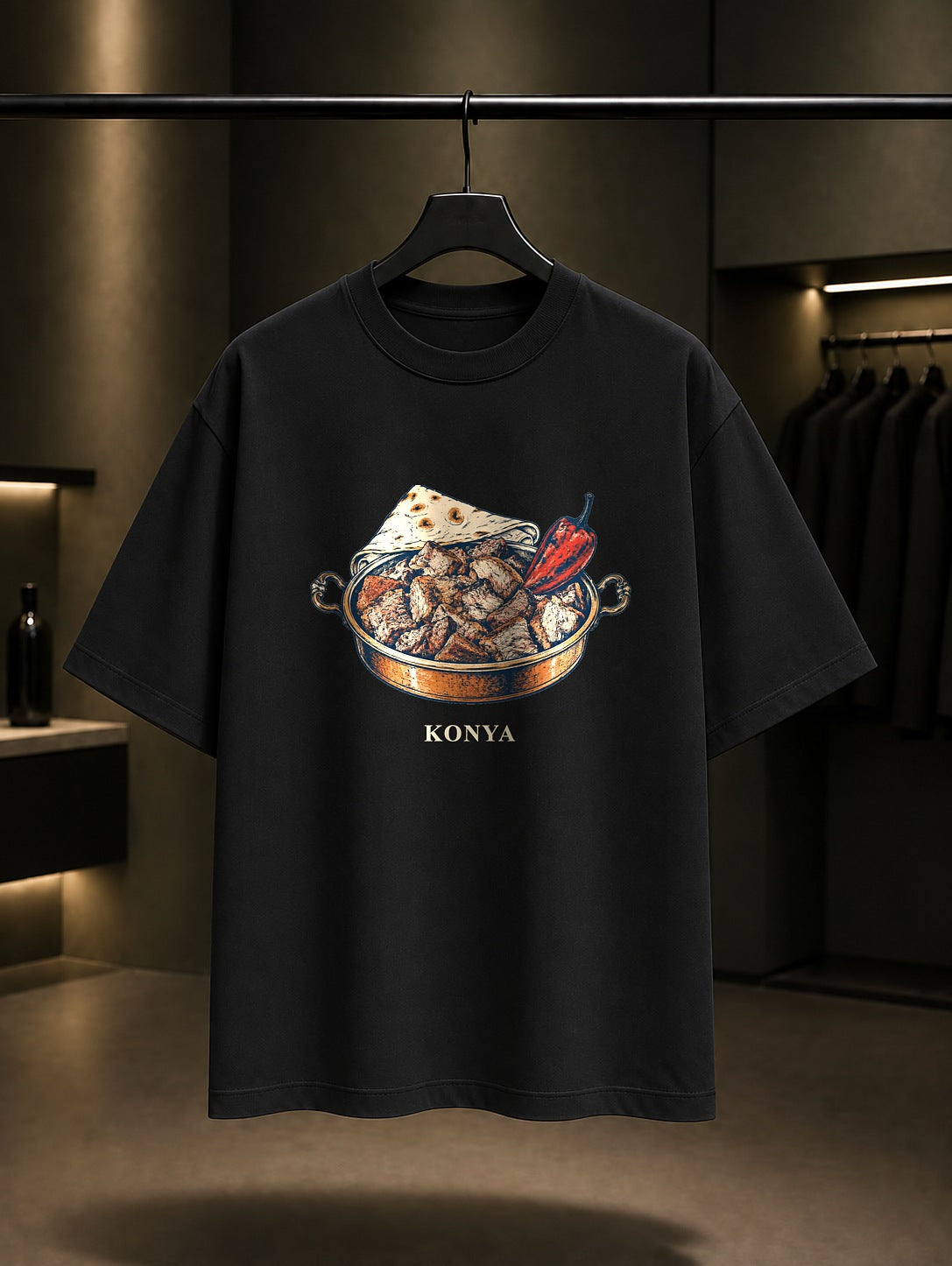 Konya Fırın Kebabı baskılı siyah t-shirt