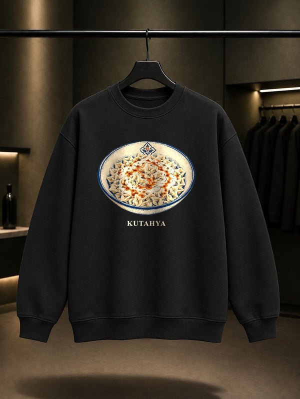 Kütahya Cımcık baskılı siyah sweatshirt