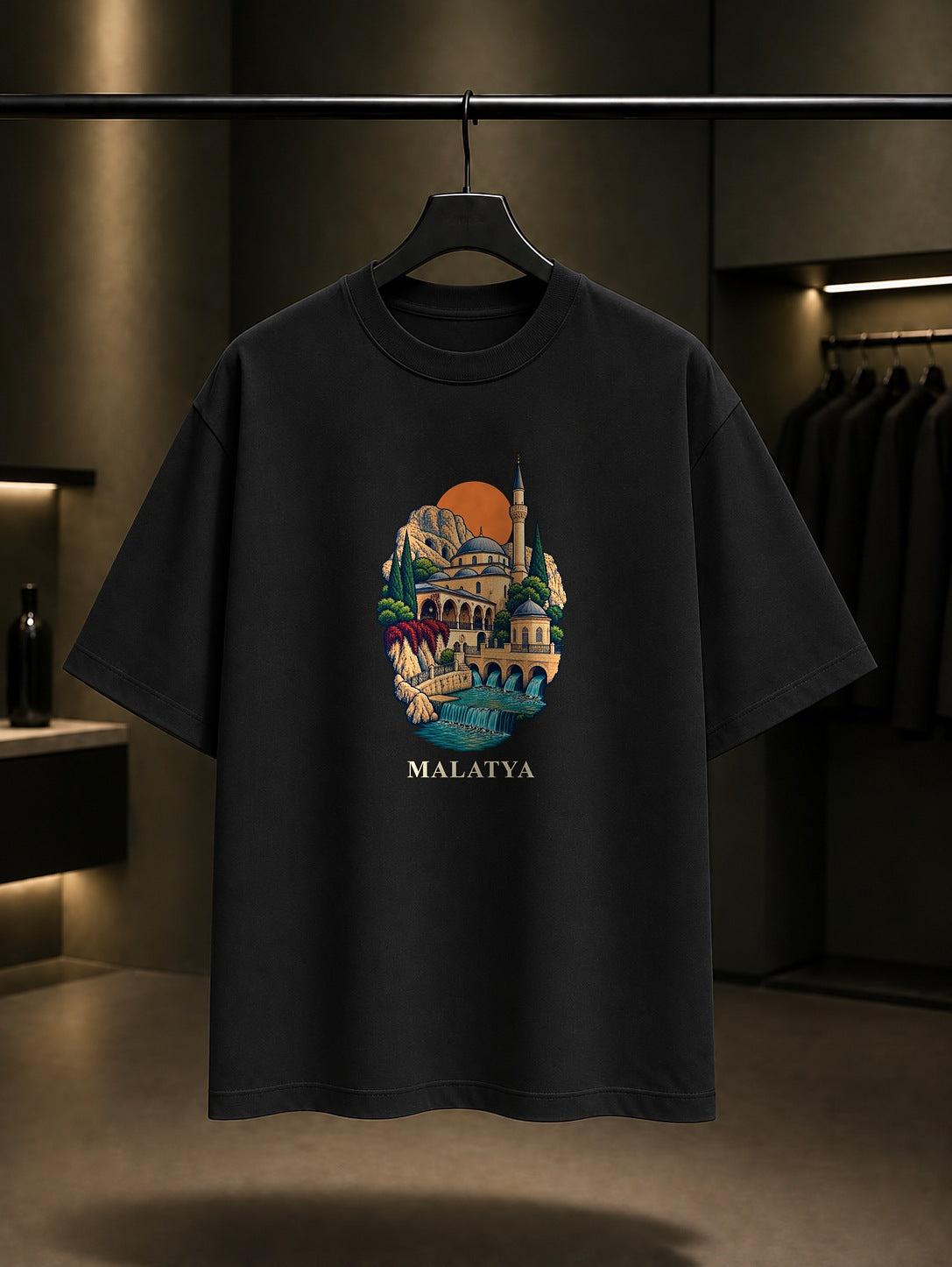 Malatya Somuncu Baba baskılı siyah t-shirt