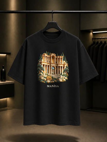 Manisa Sardes baskılı siyah t-shirt