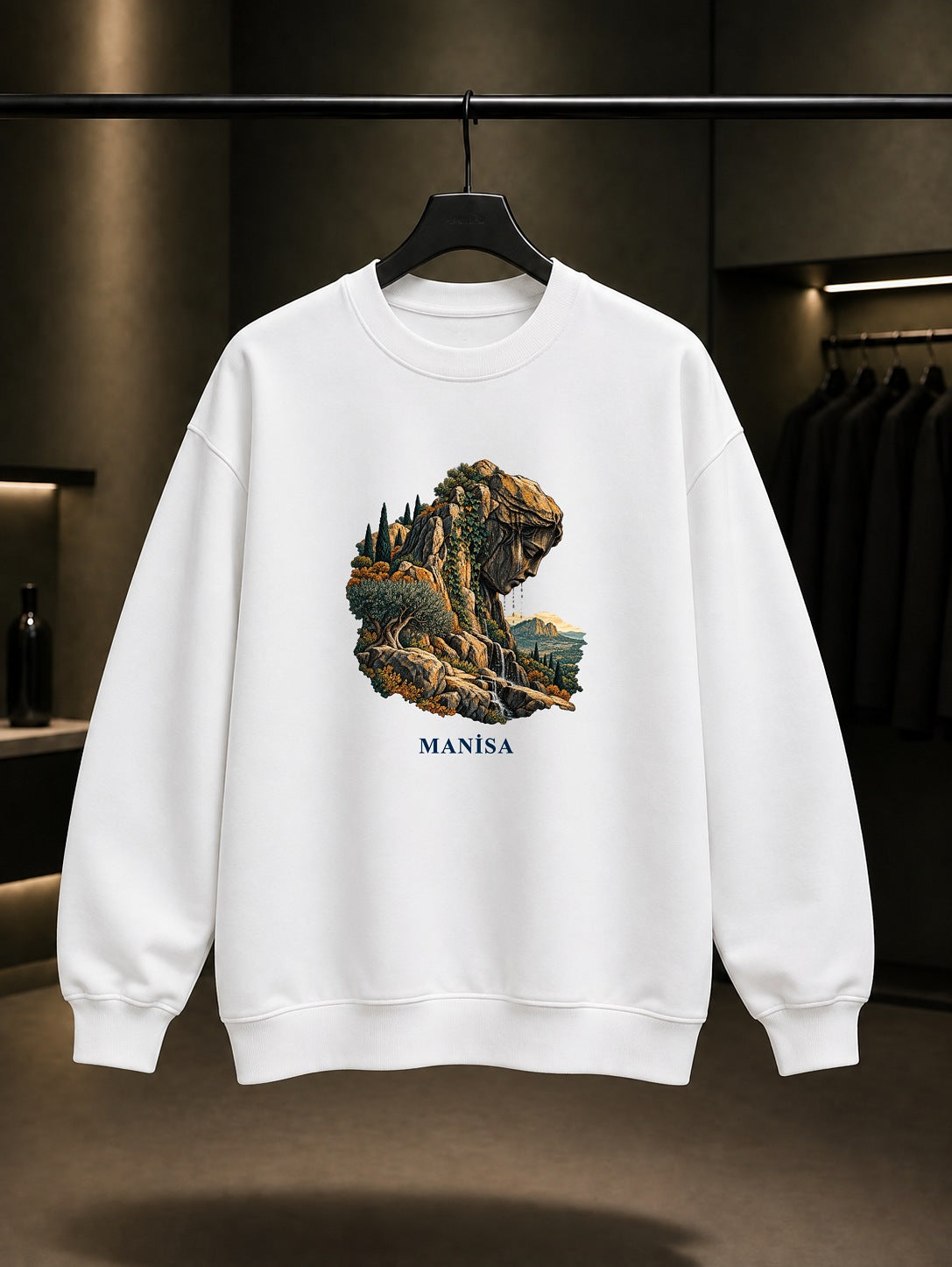 Manisa Niobe baskılı beyaz sweatshirt