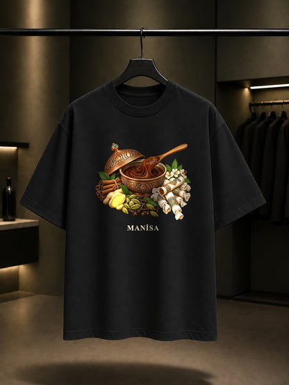 Manisa Mesir Macunu baskılı siyah t-shirt