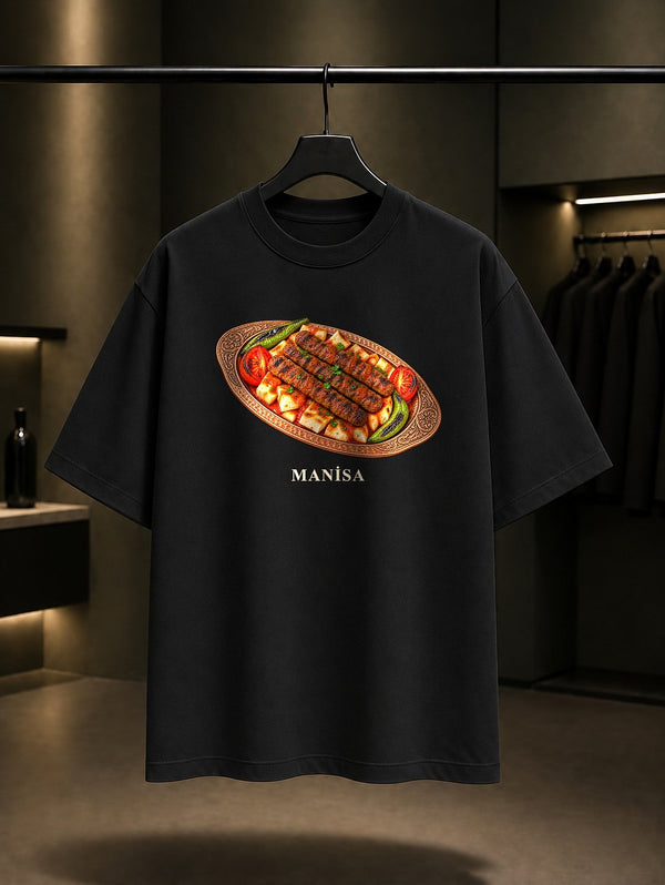 Manisa Kebabı baskılı siyah t-shirt