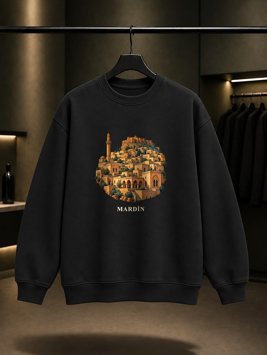 Mardin Eski baskılı siyah sweatshirt