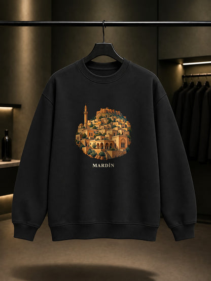 Mardin Eski baskılı siyah sweatshirt