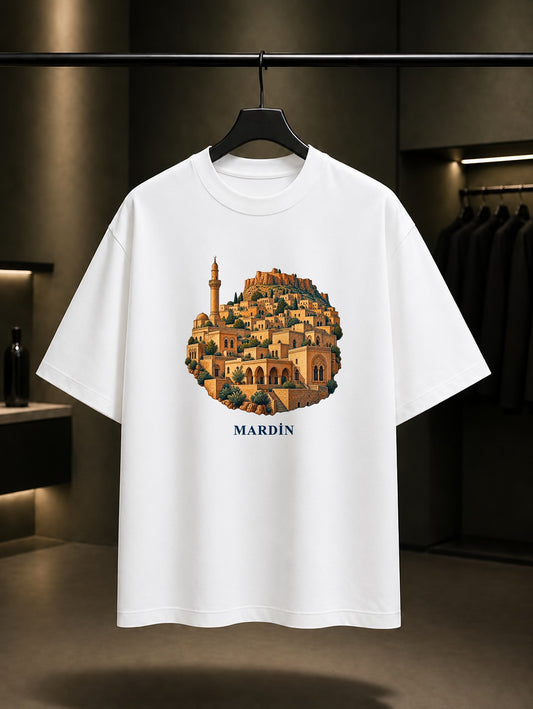 Mardin Eski baskılı beyaz t-shirt