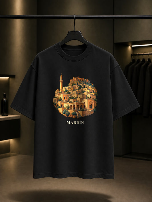 Mardin Eski baskılı siyah t-shirt