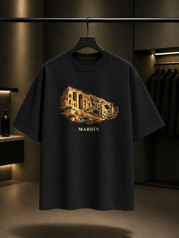 Mardin Dara Antik Kenti baskılı siyah t-shirt