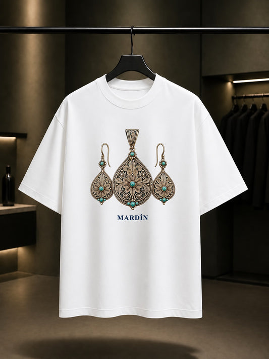 Mardin Telkâri baskılı beyaz t-shirt