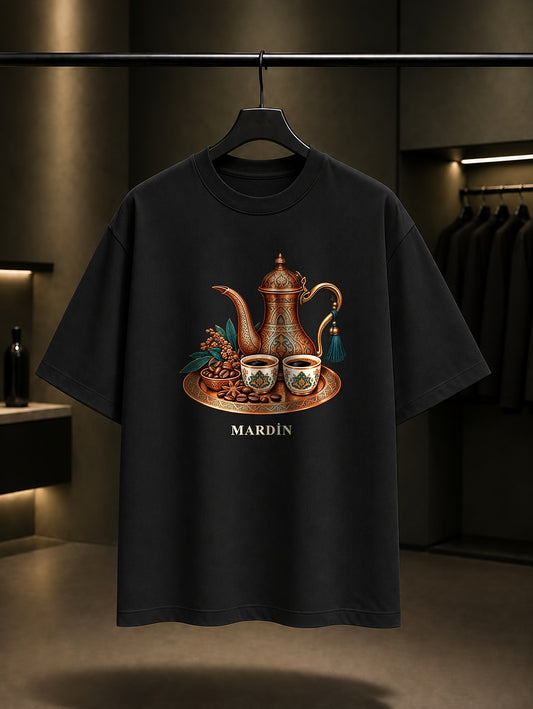 Mardin Mırra Kahvesi baskılı siyah t-shirt