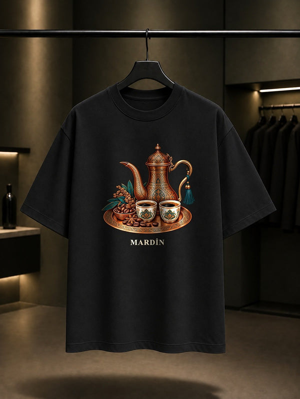 Mardin Mırra Kahvesi baskılı siyah t-shirt