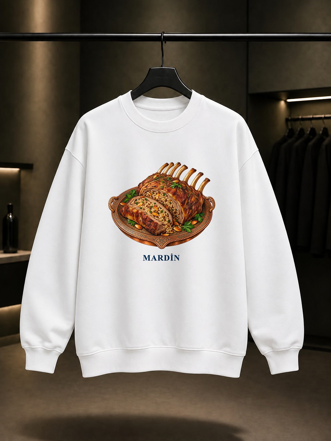 Mardin Kaburga Dolması baskılı beyaz sweatshirt