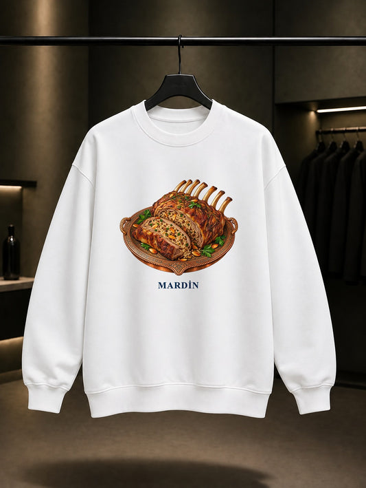 Mardin Kaburga Dolması baskılı beyaz sweatshirt