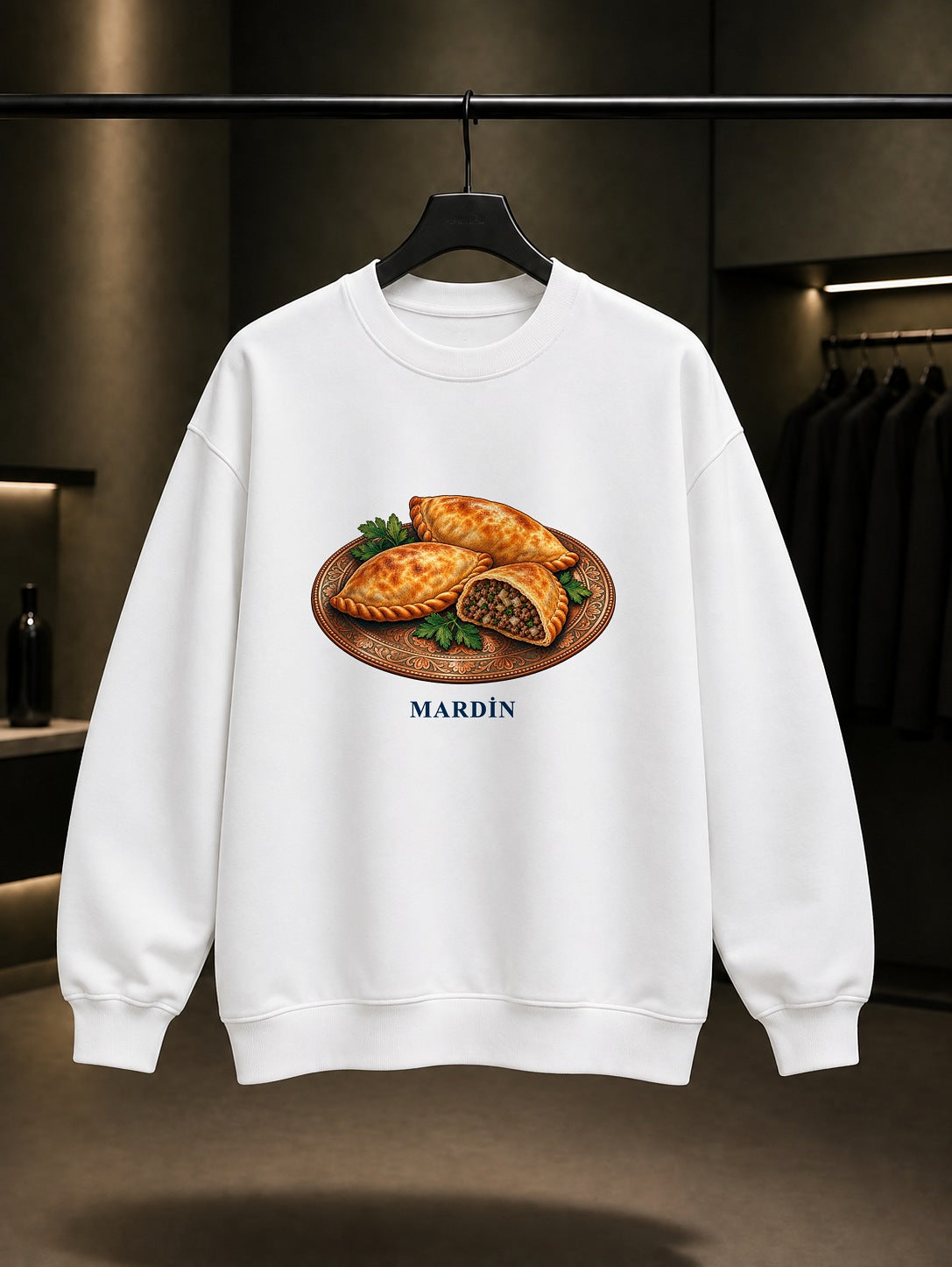 Mardin Sembusek baskılı beyaz sweatshirt