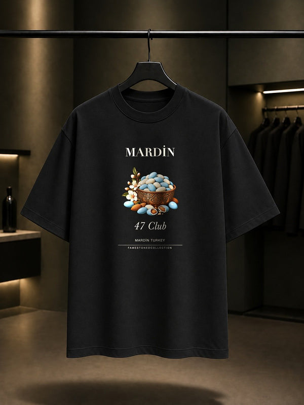 Mardin Badem Şekeri 47 Club baskılı siyah t-shirt