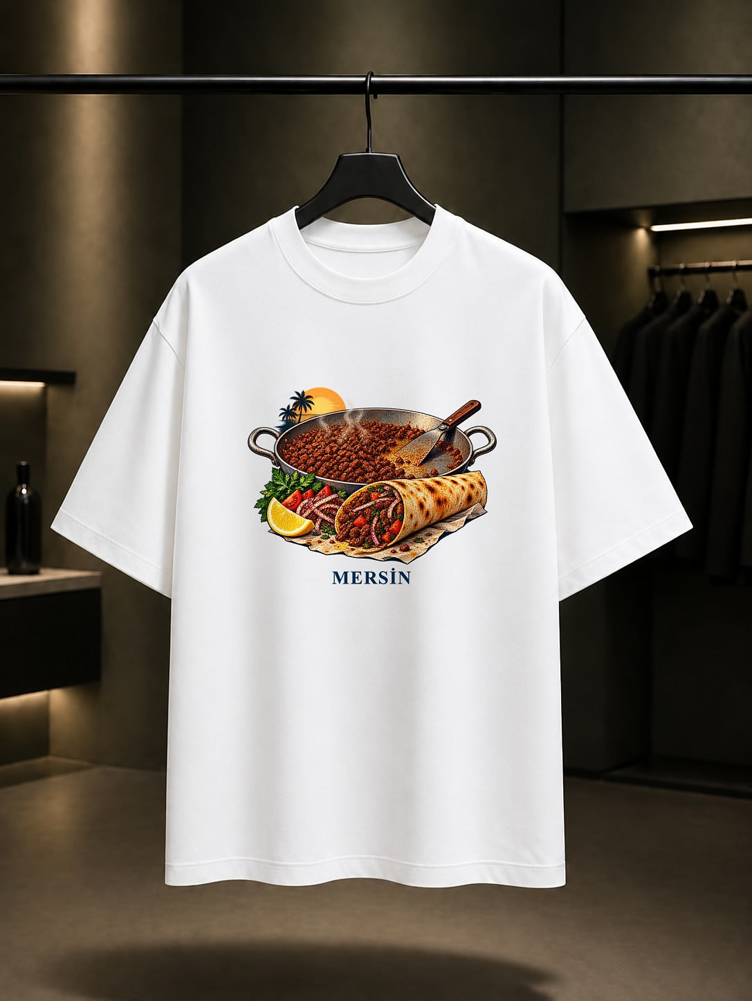 Mersin Tantuni baskılı beyaz t-shirt